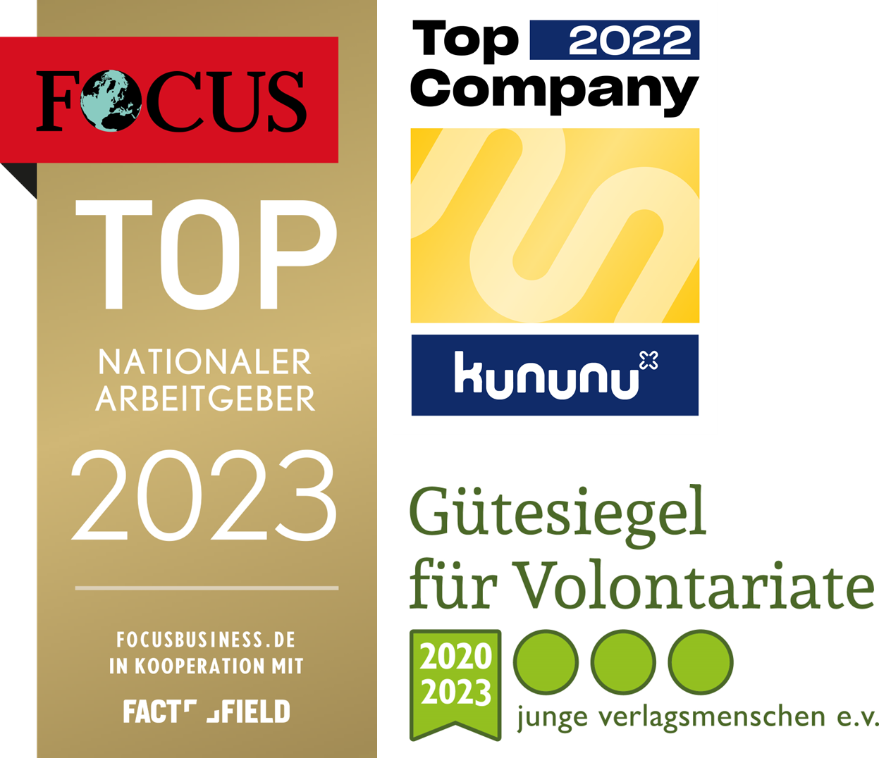 Kununu Top Company FOCUS Top Arbeitgeber Gütesiegel für Volontariate